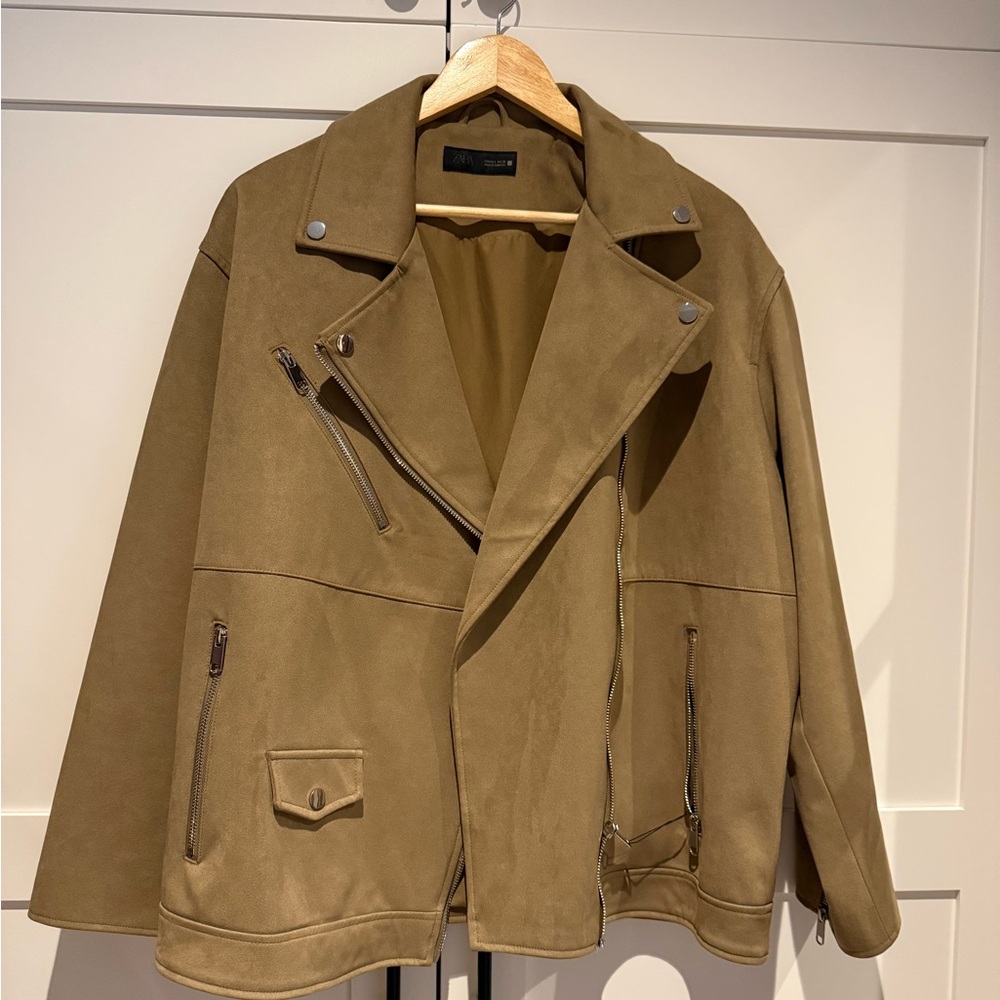 Zara faux suede moto jacket